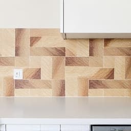 Contemporary kitchen backsplash with unique tile design in Sacramento