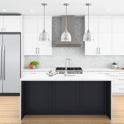 Modern kitchen island with a new backsplash in Sacramento