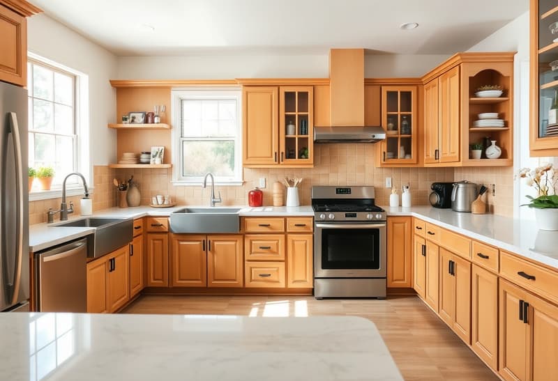 Modern Sacramento kitchen with beautifully refaced cabinets, showcasing a cost-effective upgrade