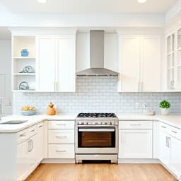 Kitchen with white refaced cabinets in Sacramento