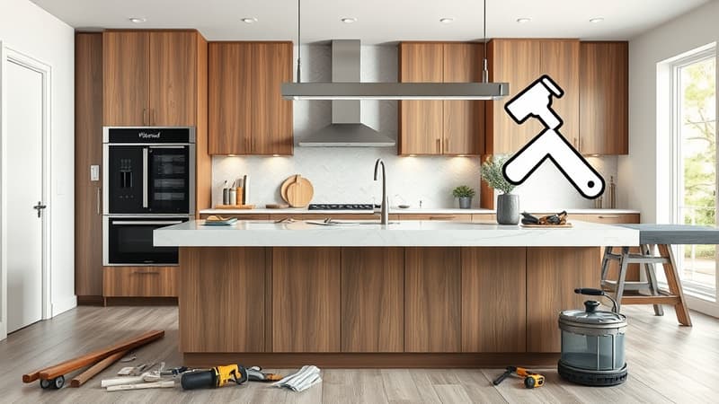 Kitchen island with sink installation in Sacramento